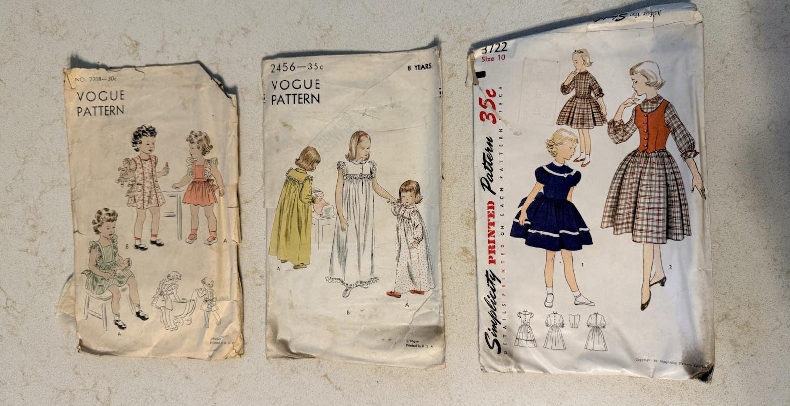 Vintage 50’s Children’s Clothing Patterns x 3 Vogue Simplicity
