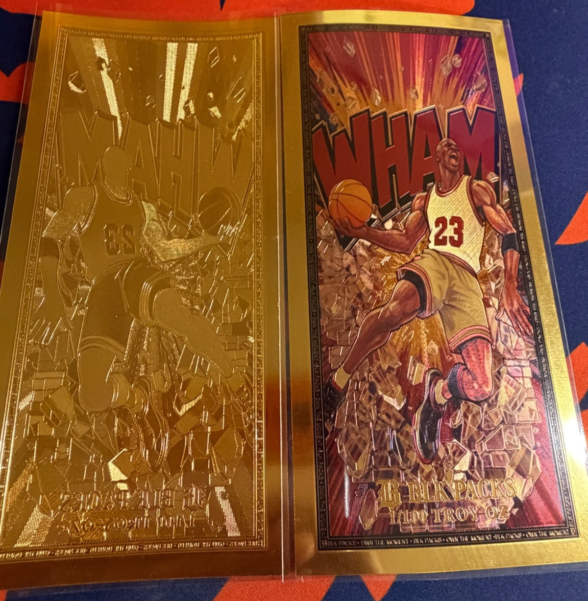 5 X GoldBack Leaf 1/100 Troy Oz. WHAM MJ Crunch Time Basketball 1995-96 MVP #23