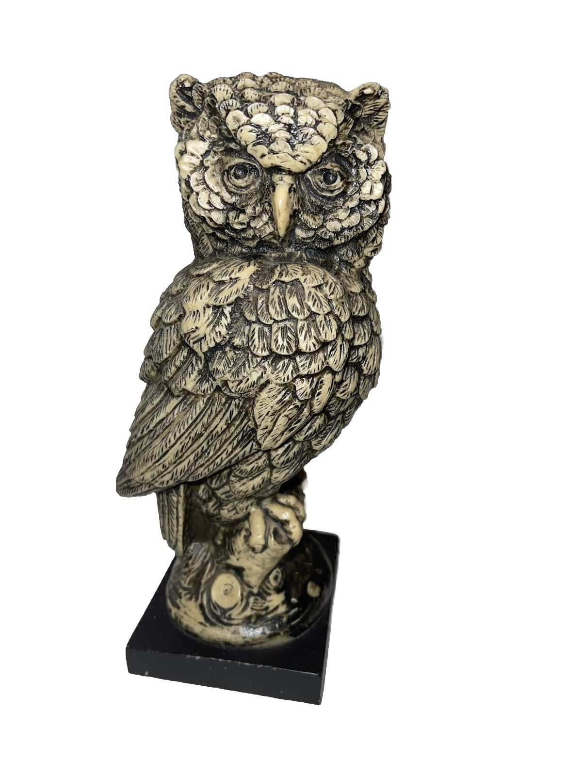 MCM Vintage Heavy Stone Resin 8 1/2 Inch Owl Sculpture Figurine