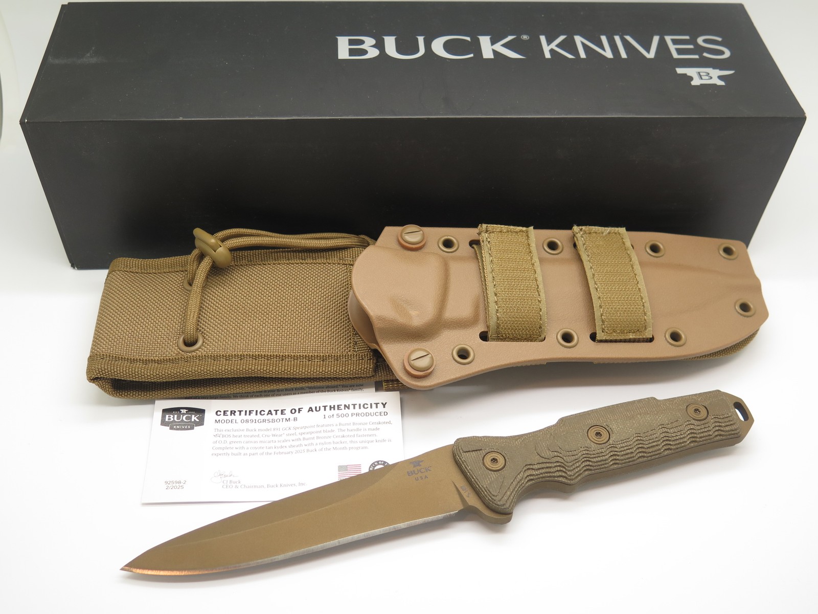 2025 BOTM Buck 891 GCK Spearpoint Limited Bronze Cru-Wear Fixed Blade Knife
