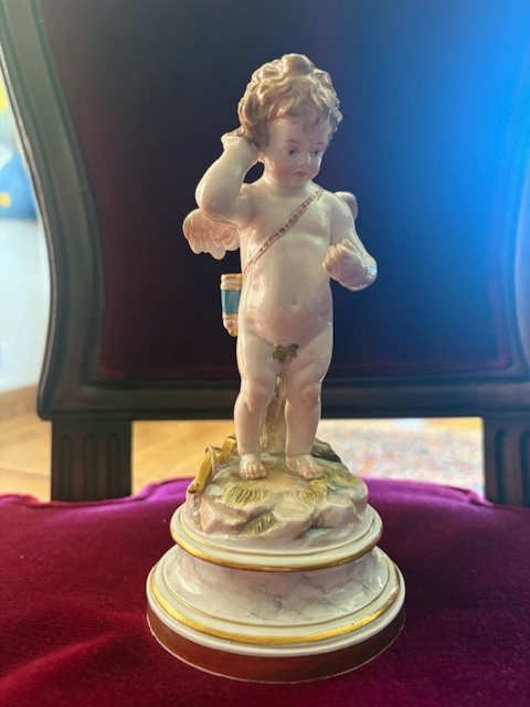Antique Meissen Cupid Facing Rejection Porcelain Figurine Schwabe Pollak No 113