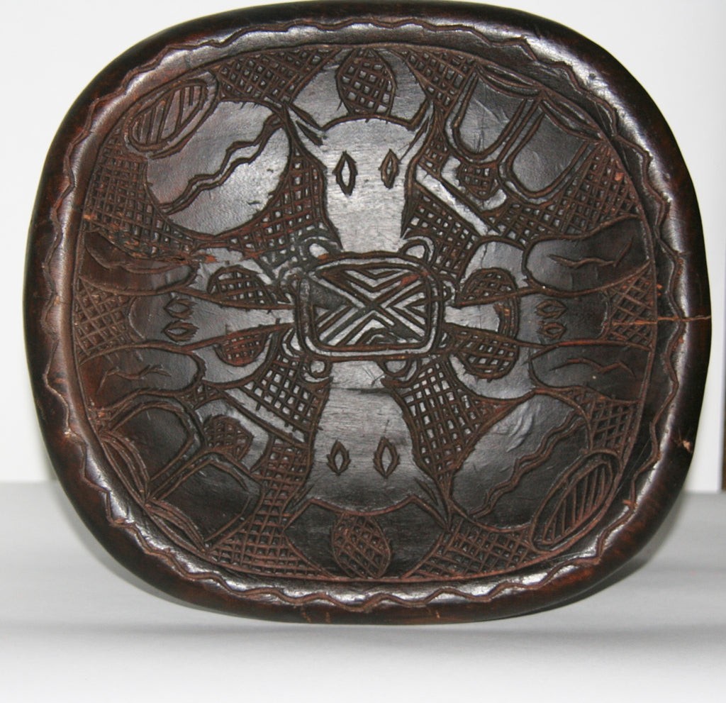 African Wood Carved Prestige Oku Stool Cameroon Black Vintage 8\