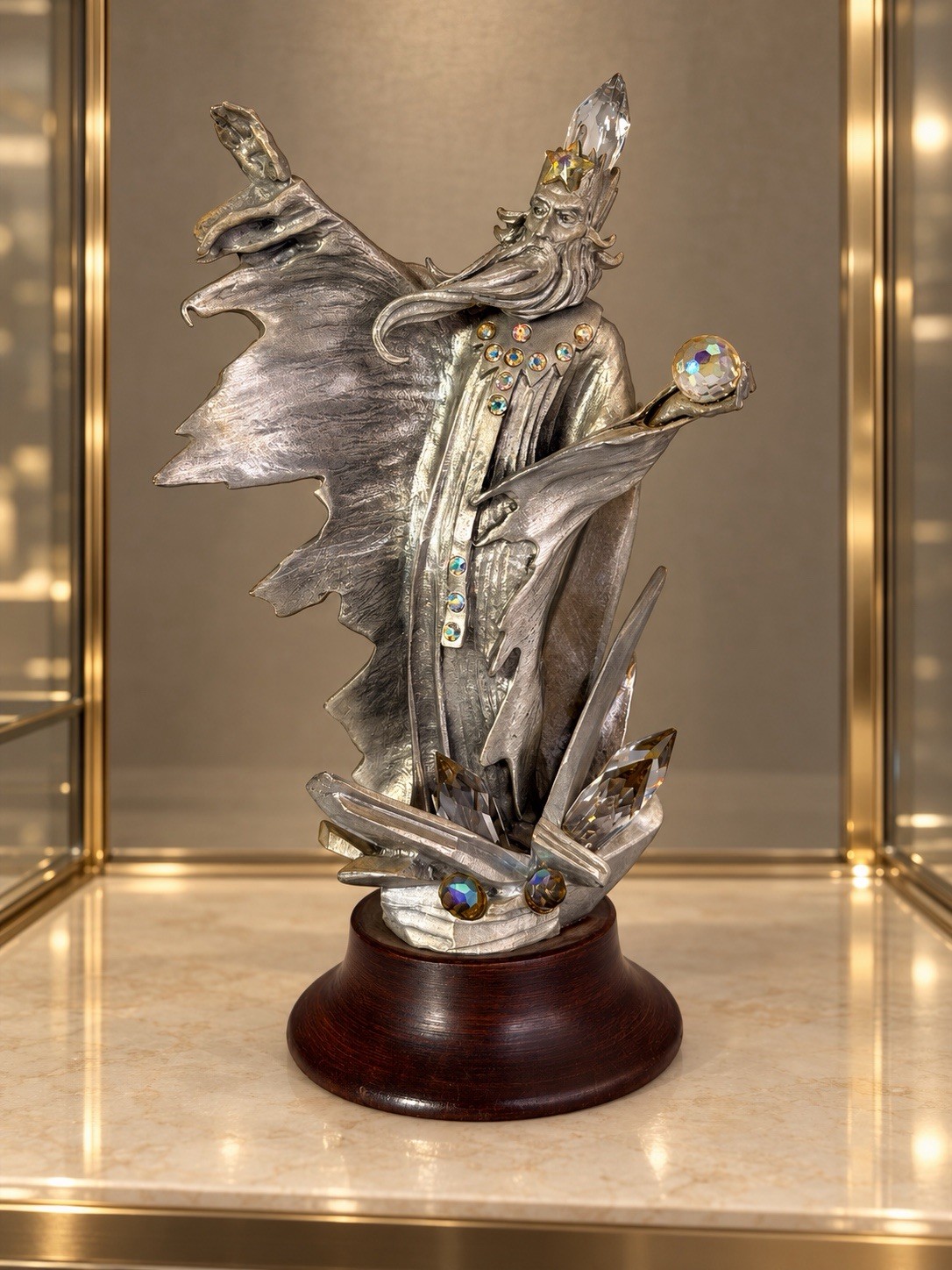 Vintage Perth Pewter Ice Wizard James Lane Casey LE17 Crystal Statue Ltd Edition