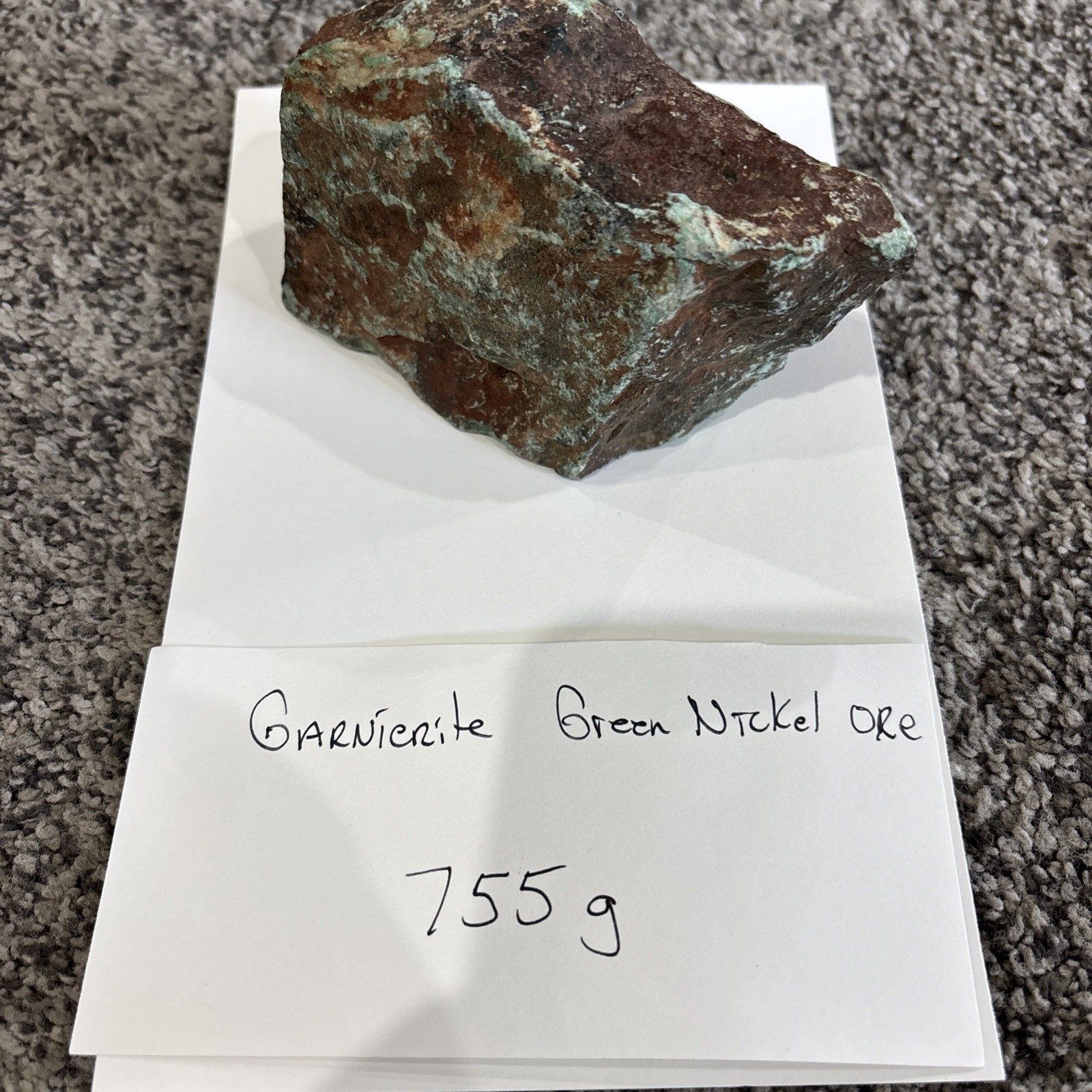 755 Grams Garnierite Green Nickel Ore collector Stone