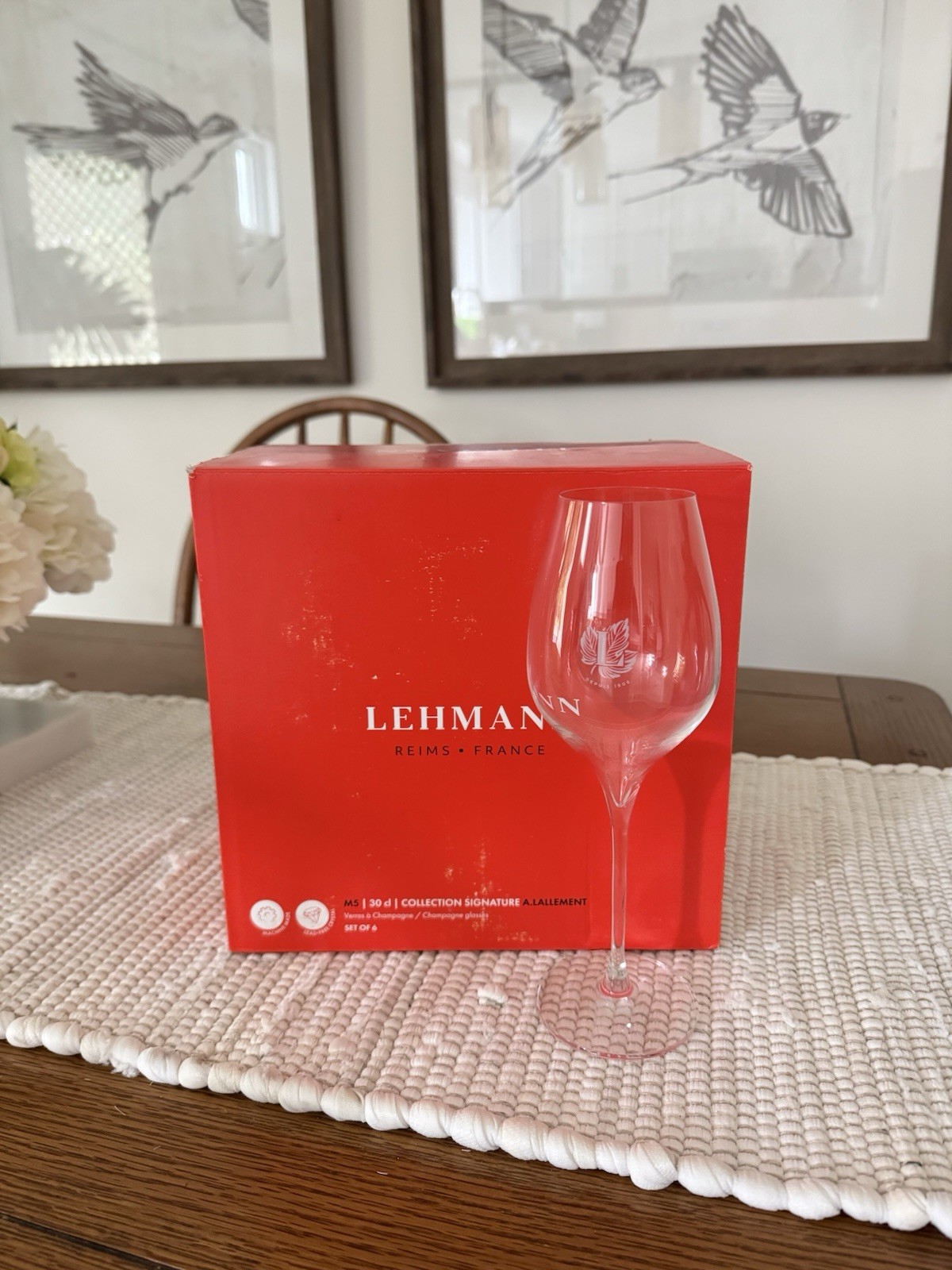 Branded Lehmann A Lallement M5 Crystal Champagne Flutes 6 Glasses Lallier France