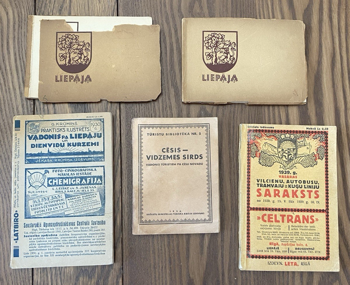 Lot 5 Vintage Latvian Travel Guides Liepaja Cesis Kurzeme Riga 1930s-1939 Map
