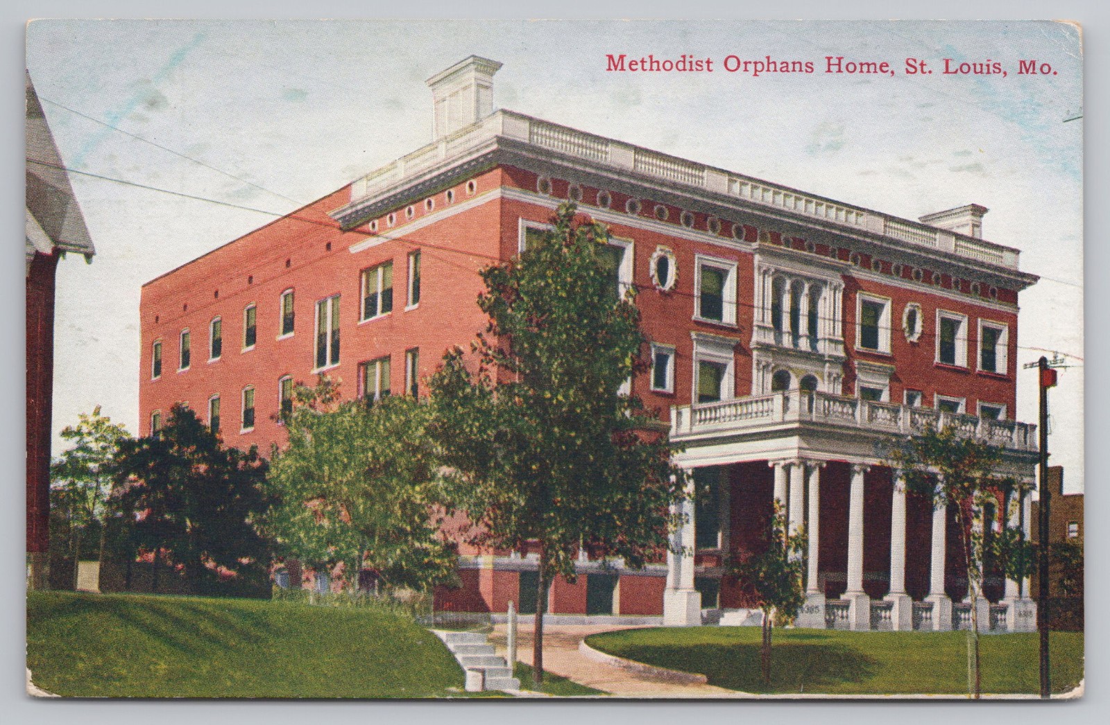c1910 St. Louis MO Methodist Orphans Home Orphanage Building Colored Postcard A7