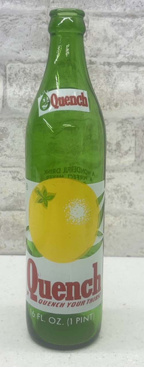 Vtg Quench Soda Bottle 16oz 1 Pint ACL Green Citrus The Quench Co Seattle WA