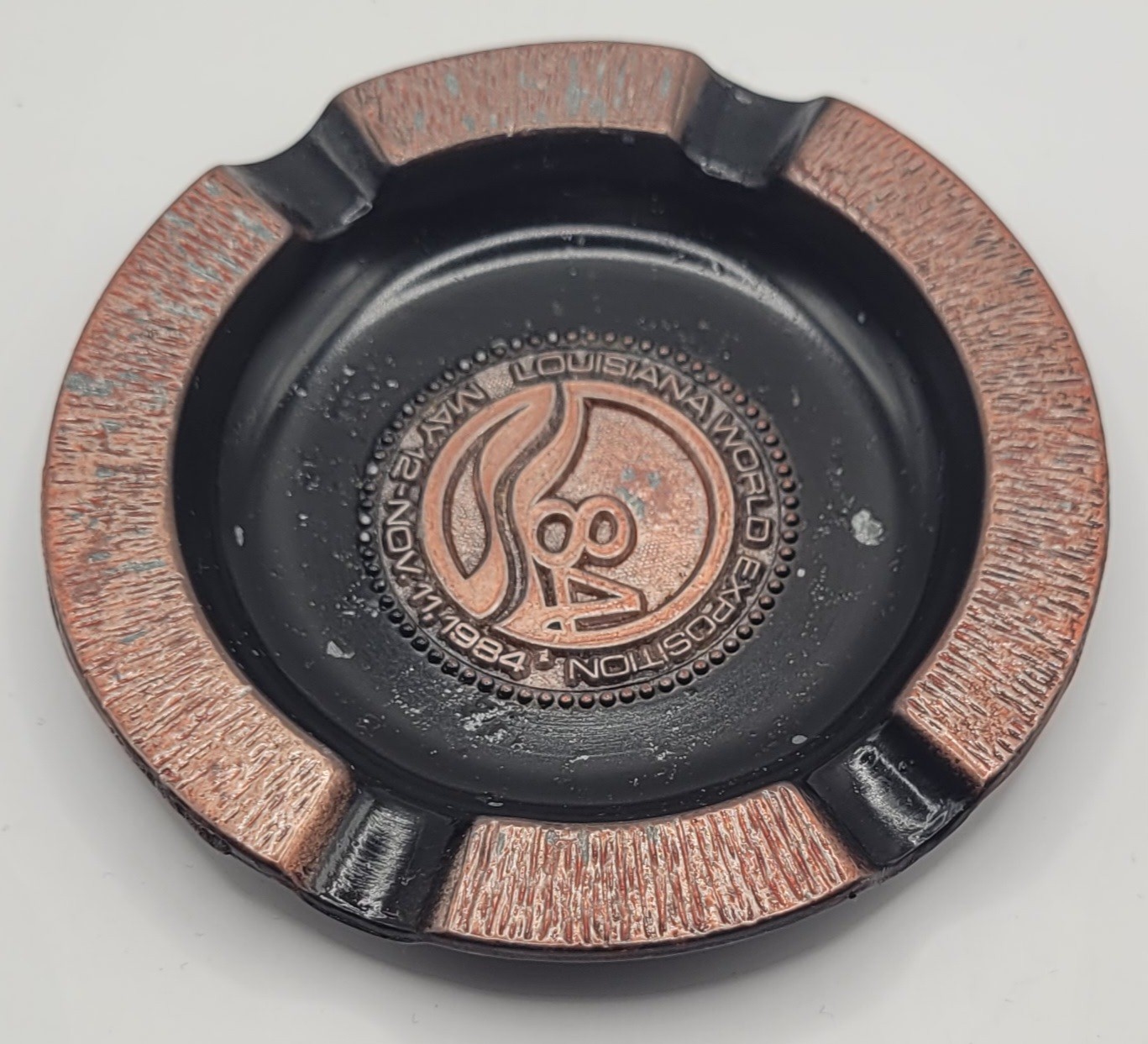 Vintage 1984 Louisiana World Exposition Commemorative Metal Ashtray 