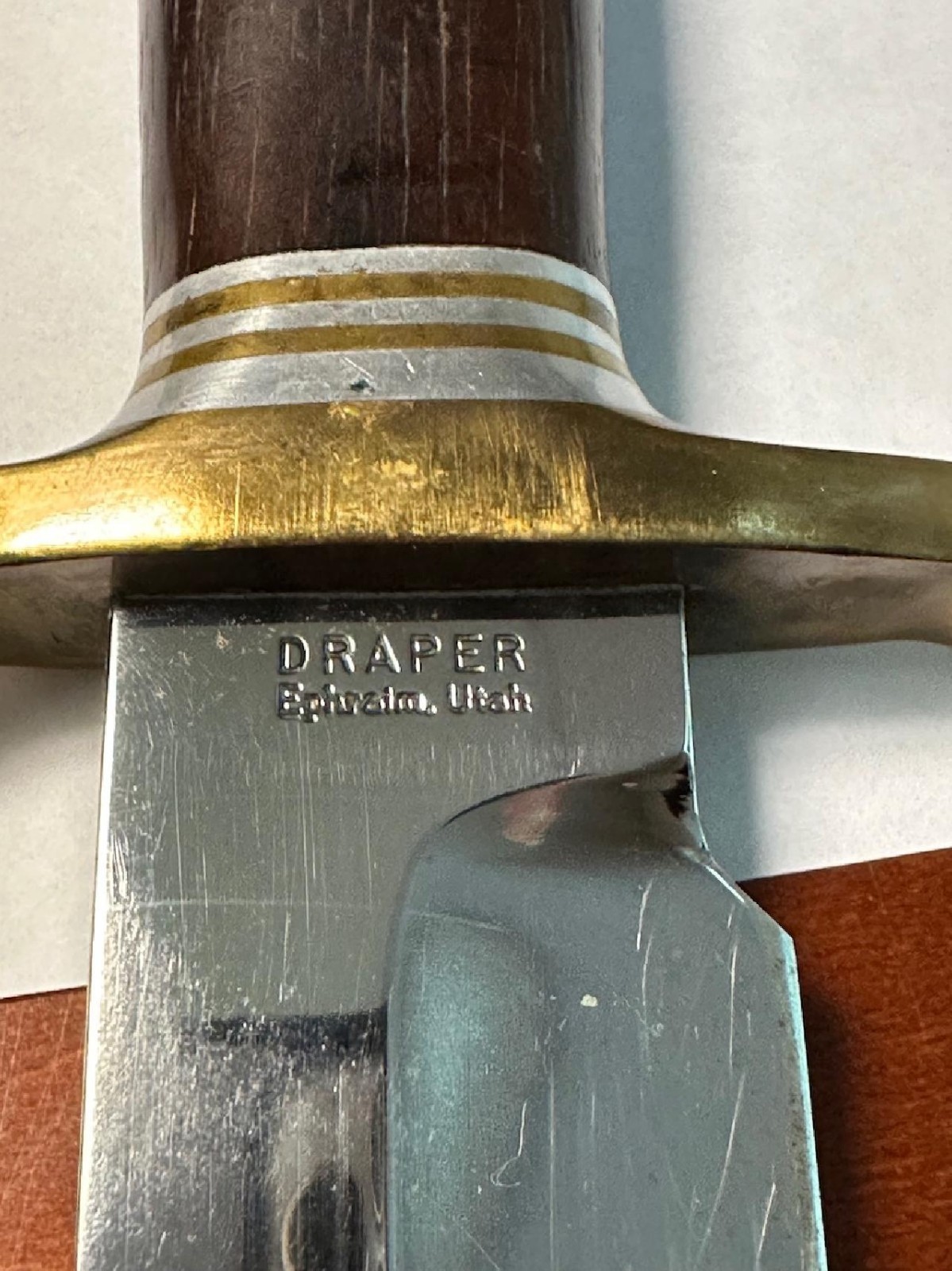 A 13-inch custom fighting knife handmade by Harvey Draper in 1967