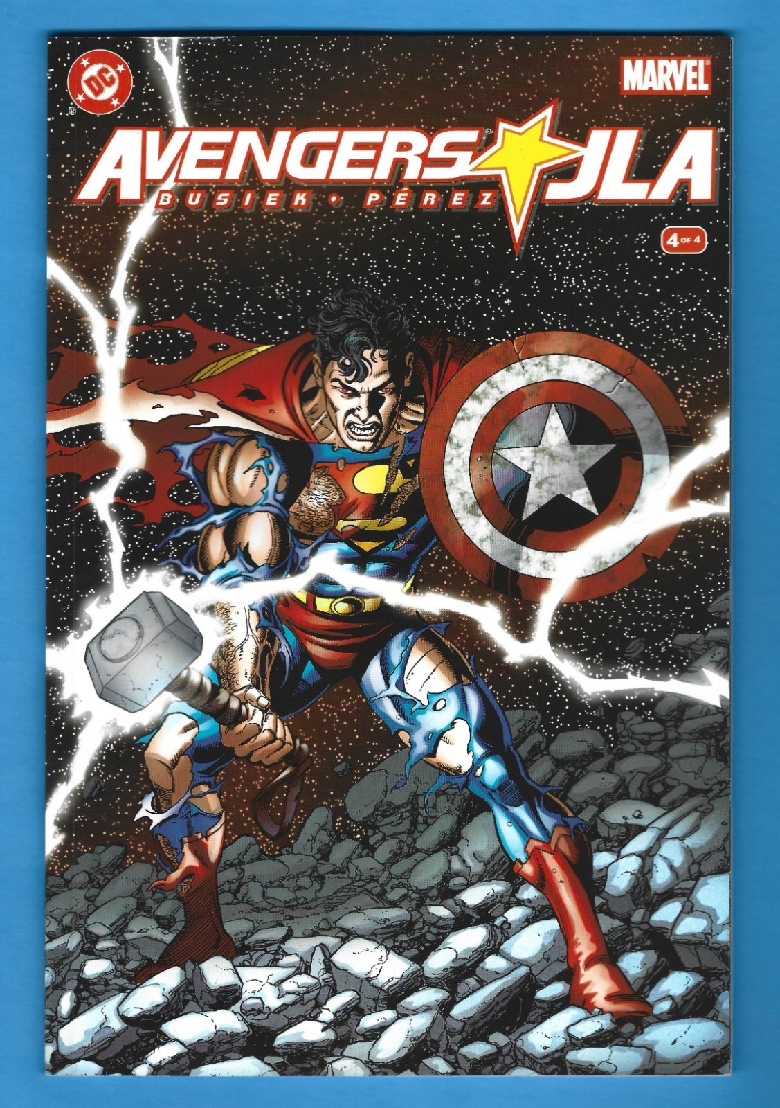 2004 Avengers/JLA #4 DC/Marvel Crossover Superman Mjolnir Cap\'s Shield 9.2 NM-
