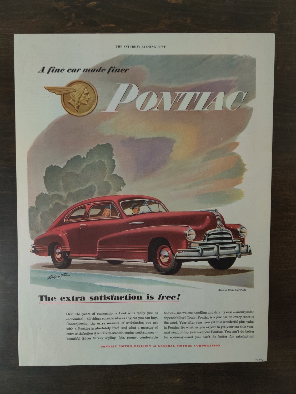 Pontiac Silver Streak Vintage Magazine Print Advertisement 1947