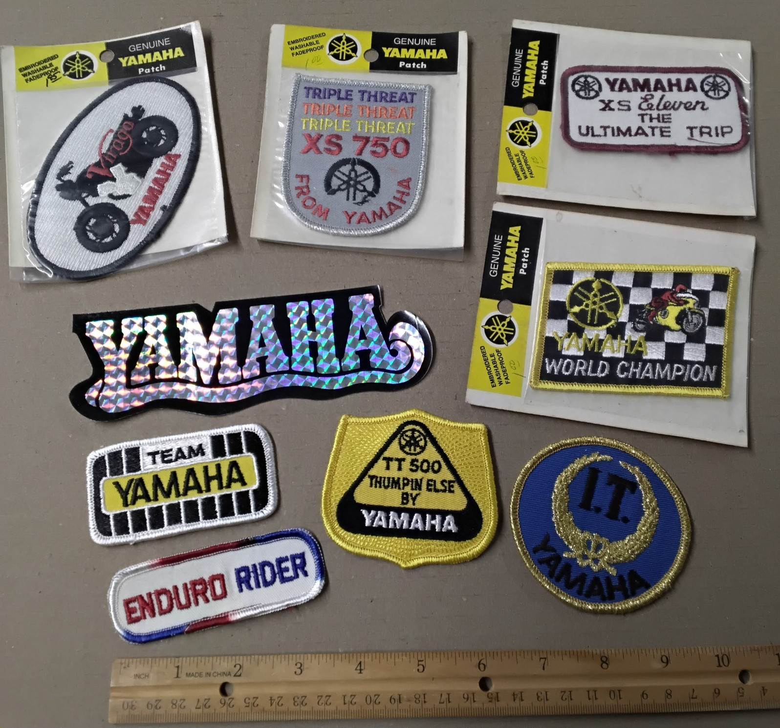 vtg 1970-1980s Yamaha Motorcycle Motocross racing patch NOS Prism decal lot