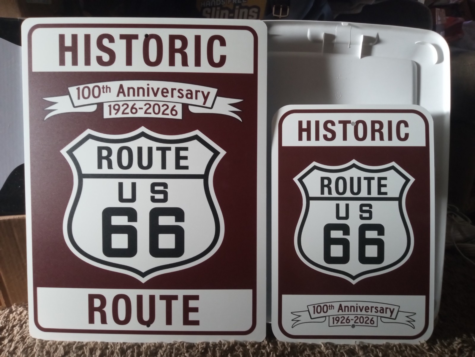 2 Historic US Route 66 New Original Aluminum 100th Ann. Signs 24”X18