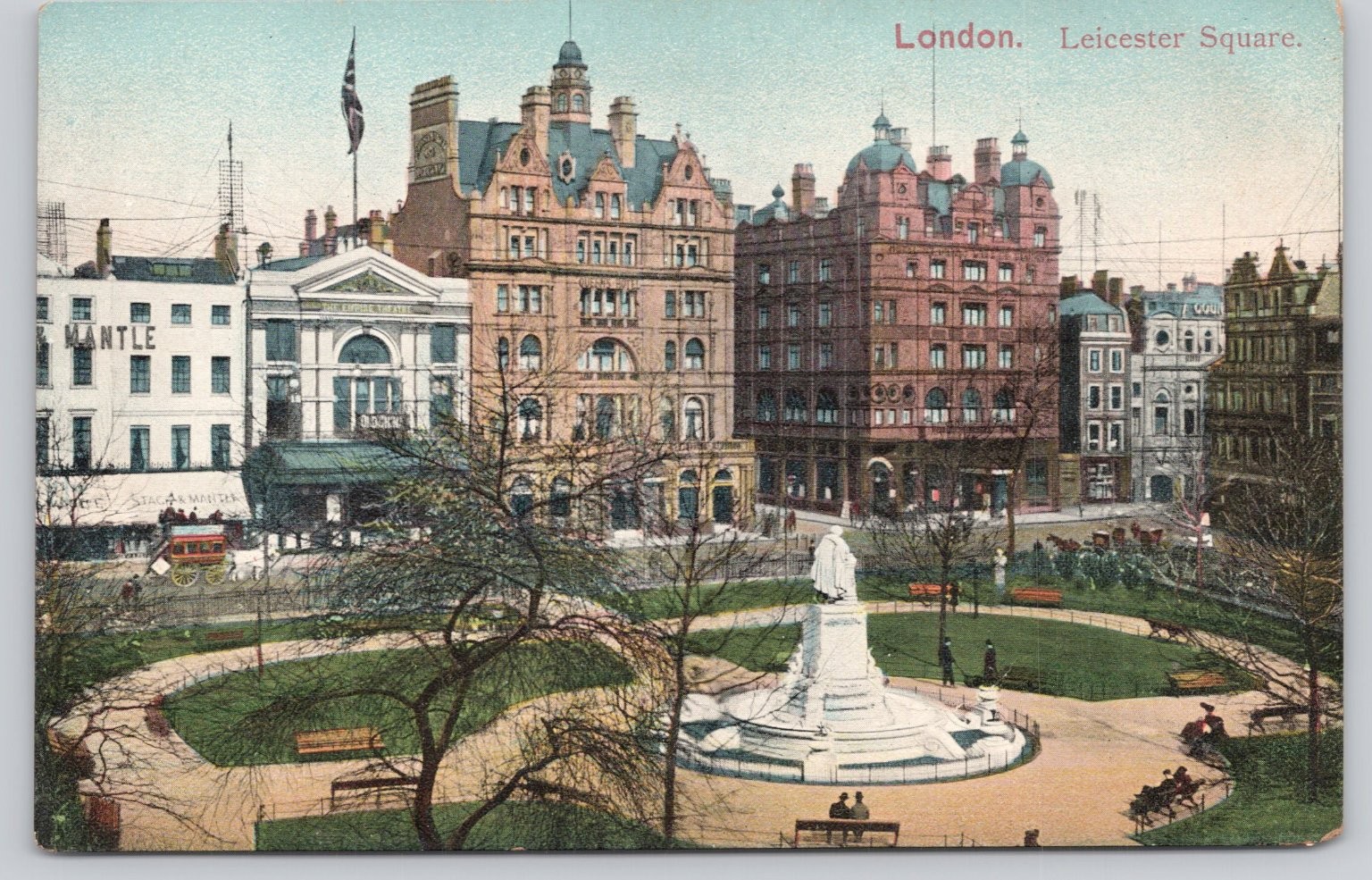 Edwardian London Leicester Square E.F.A. Series Vintage Postcard c1900s