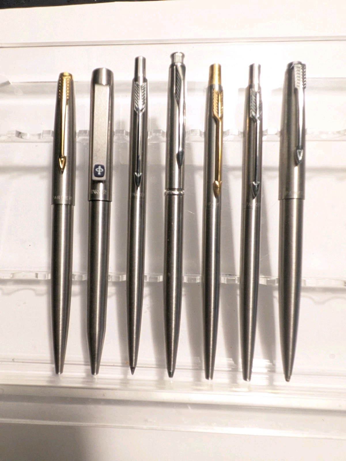 vtg 7x Steel Parker Ballpoint Pen Pencil Lot  - Will Need Refills