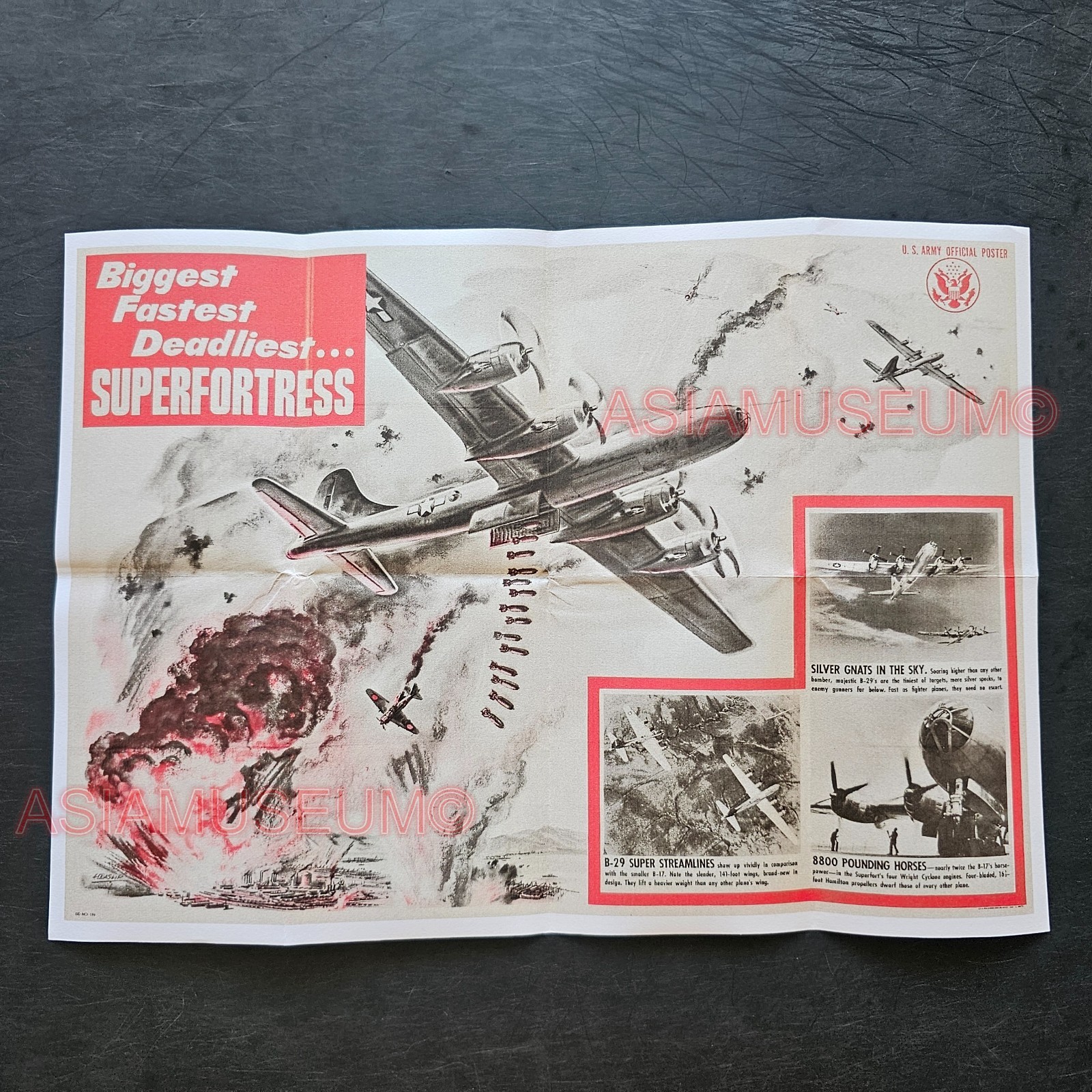 1940 WW2 USA AMERICA AIRCRAFT BOMBER FORTRESS PILOT BATTLE PROPAGANDA POSTER Q7