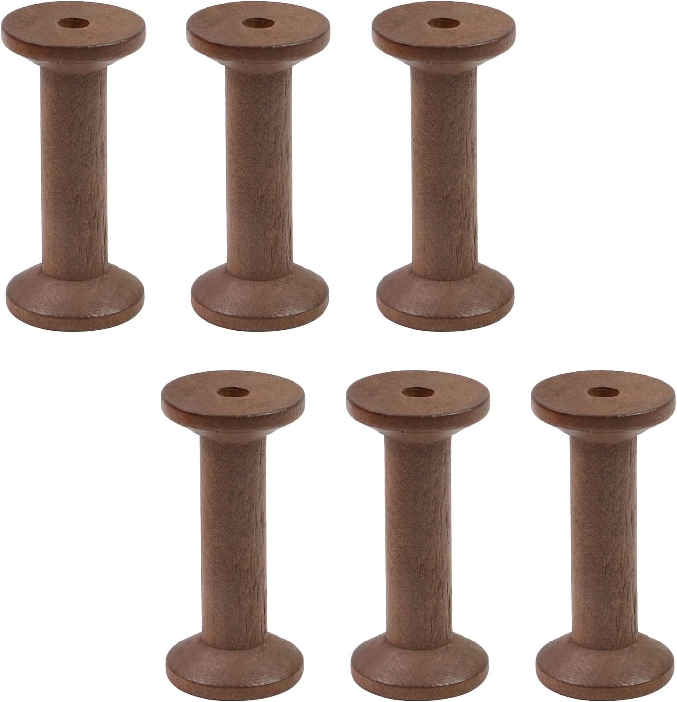 6 Pcs Small Wooden Empty Spools Unfinished Thread Spool