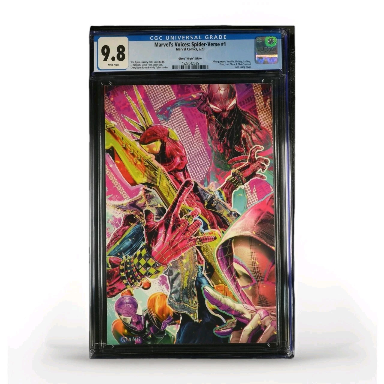 SPIDER-VERSE 1 1:50 PUNK GWEN VIRGIN VARIANT CGC 9.8 GIANG 2023 MARVEL VOICES