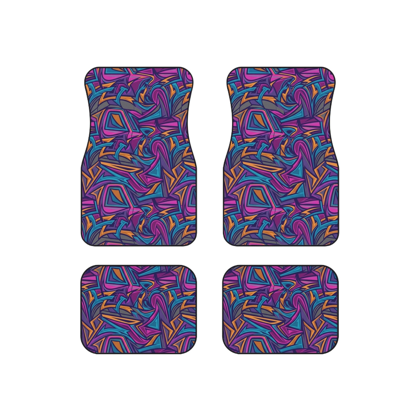 90s Mini Truck Custom Car Mat Retro Airbrush Tribal Graphic Floor Mat Set of 4