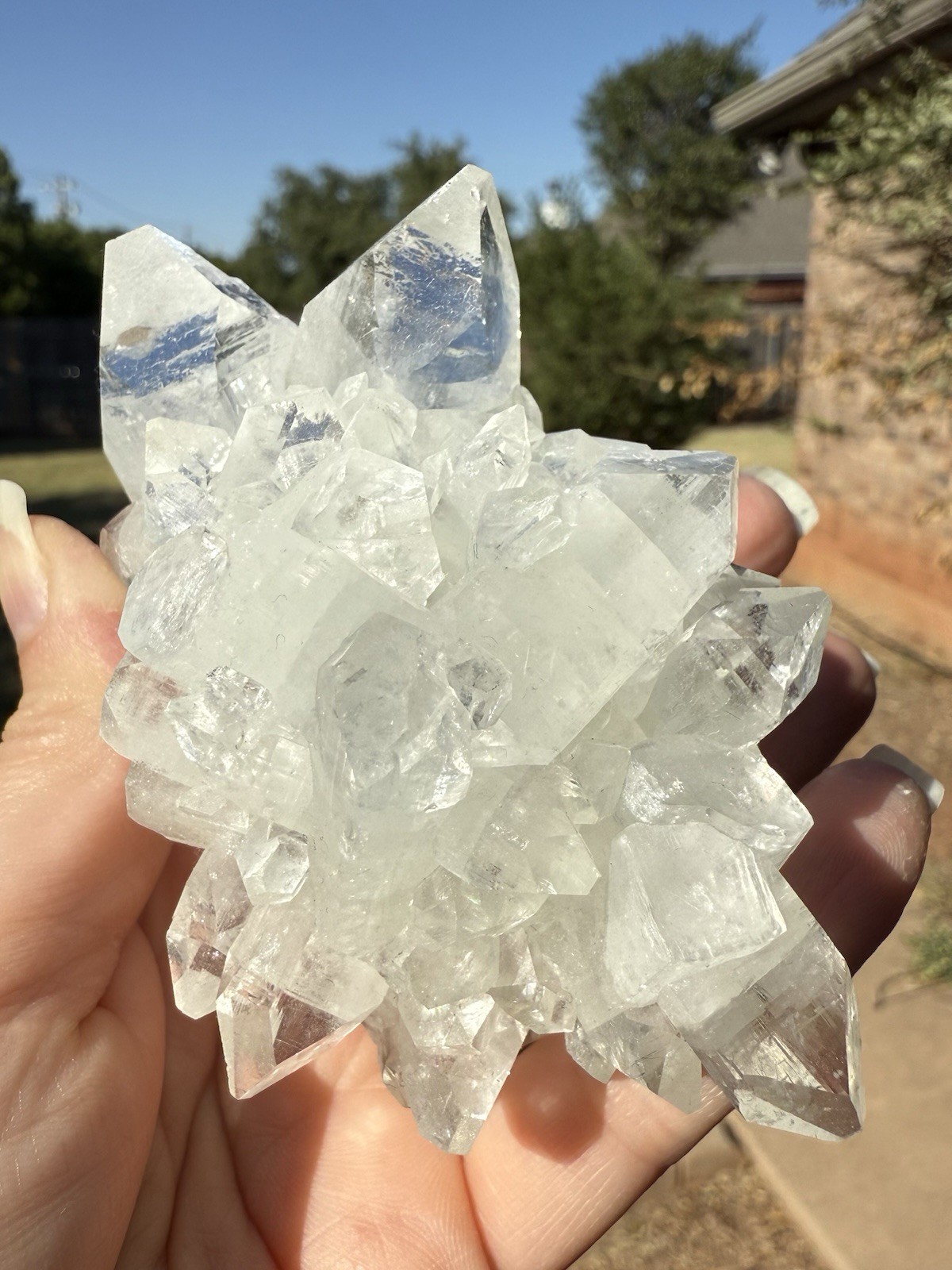 High Quality Diamond Apophyllite Cluster Large clear crystal Points 9.2oz 96mm