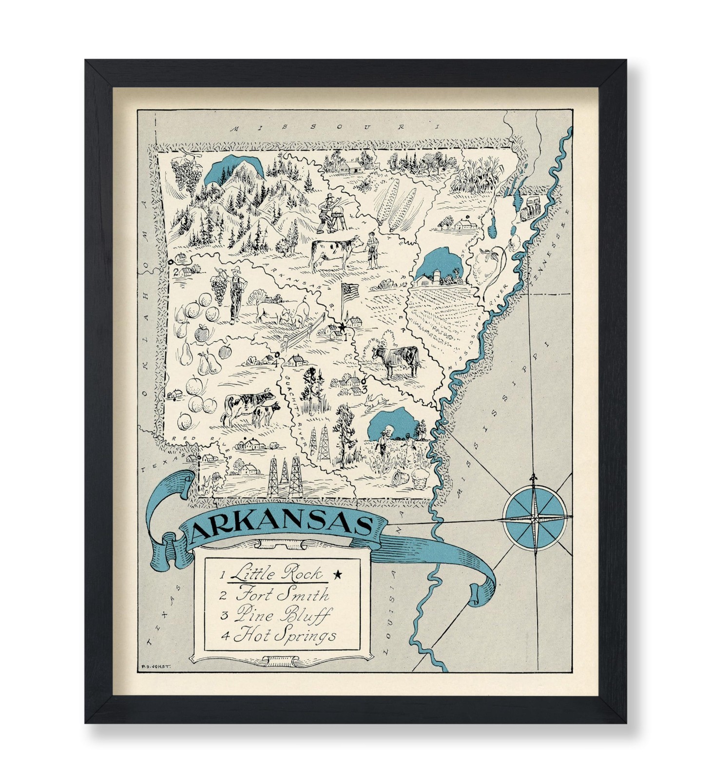 Vintage Arkansas State Map Poster - Retro Educational Art Print - 16x20 Unframed