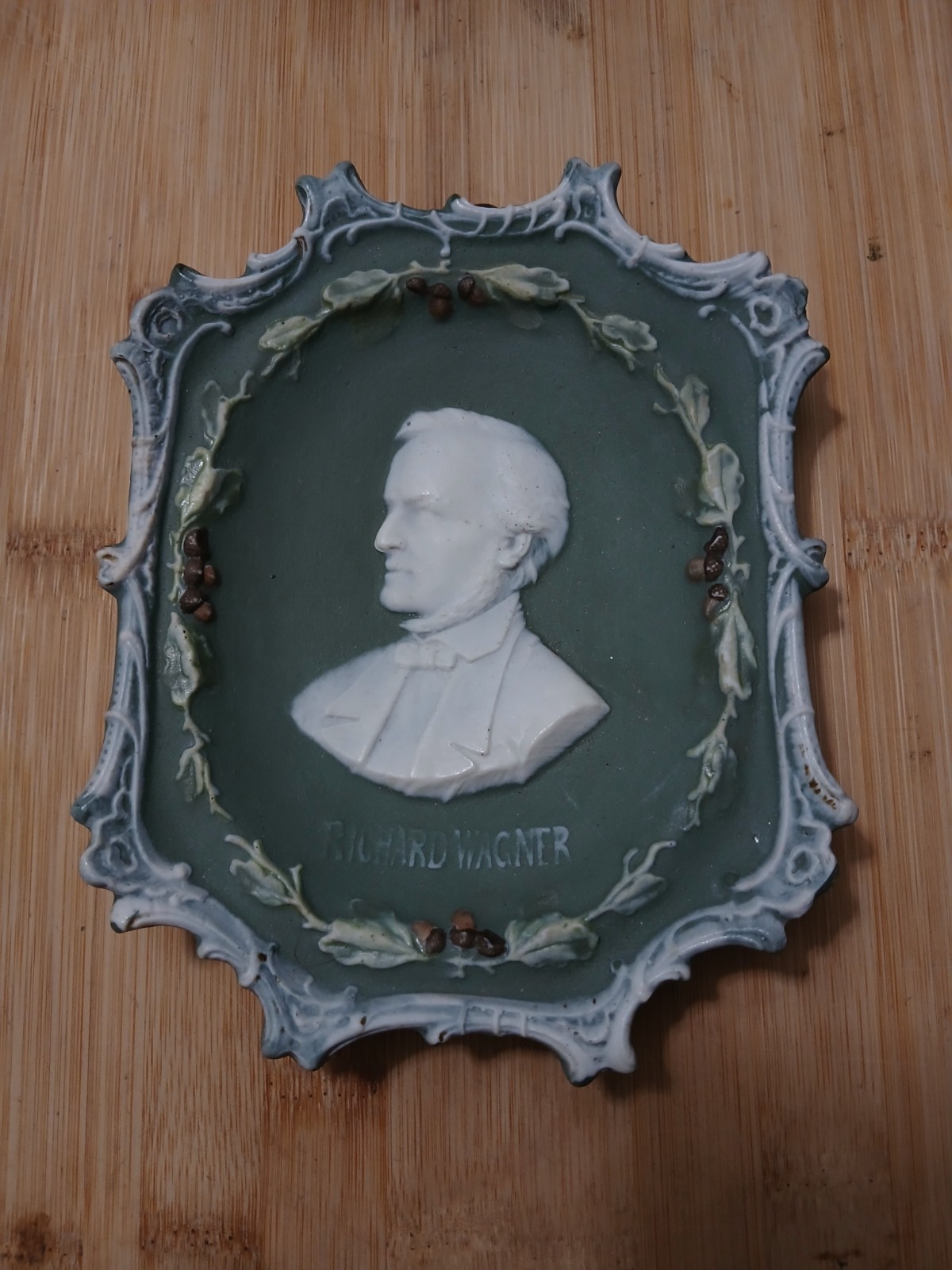 Antique German Shafer & Vater Jasperware Bisque Richard Wagner Cameo Wall Plaque