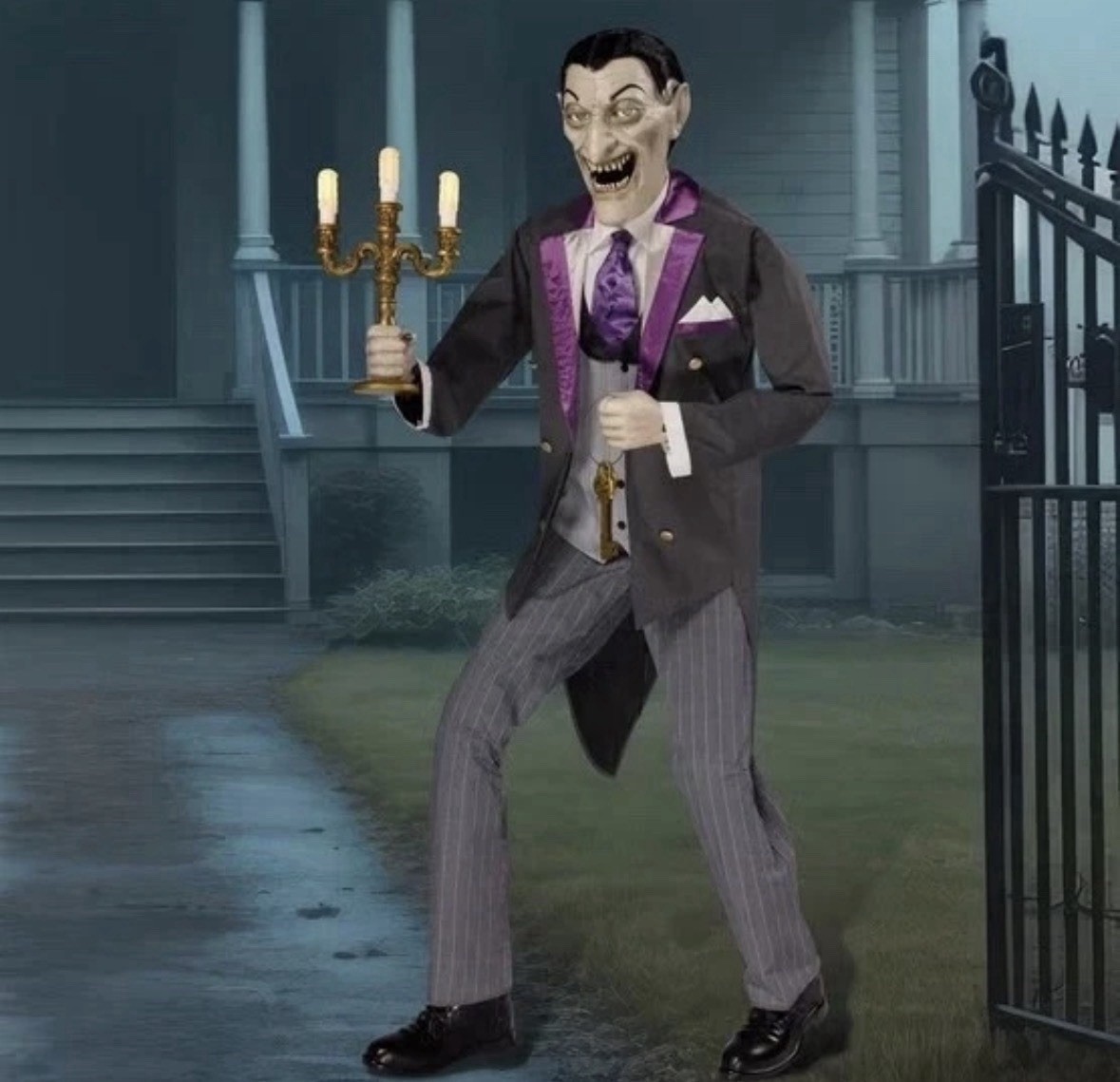 Halloween 6Ft Animated Vampire Butler w/ LED Eyes & Sound Animatronic Prop New