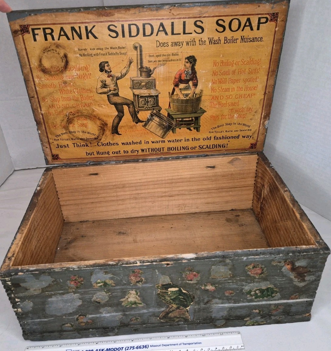 Antique Frank Siddalls Soap Wood Box Antique Philadephia PA 16x10x6
