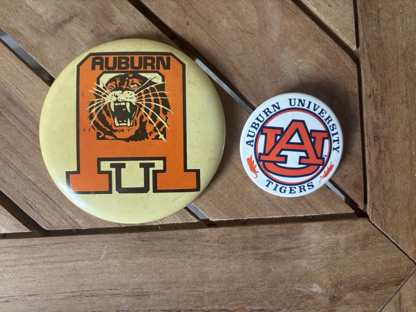 2 Vintage University Of Auburn Button Pins SET