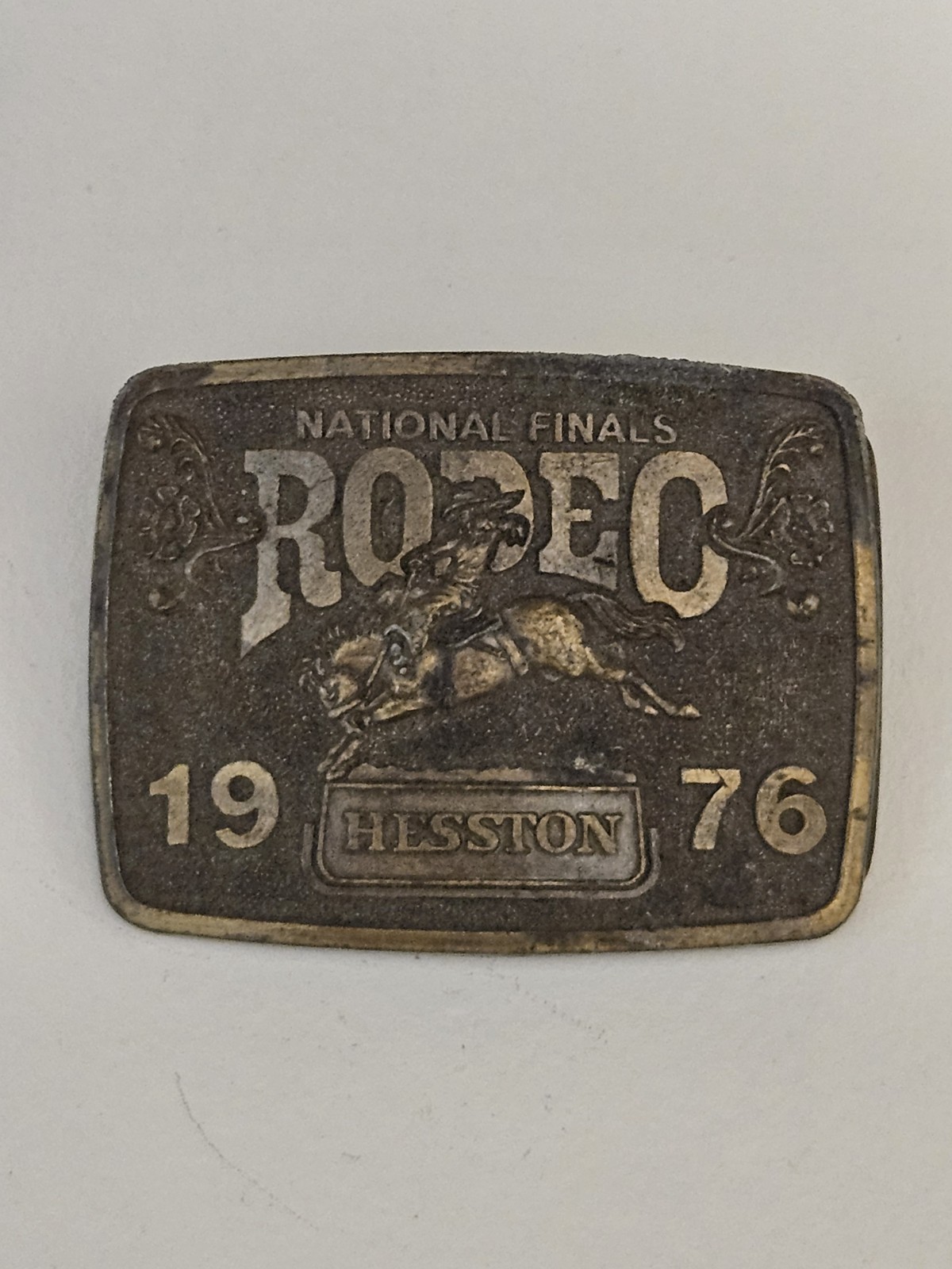 Vintage 1976 Hesston Belt Buckle National Finals Rodeo 