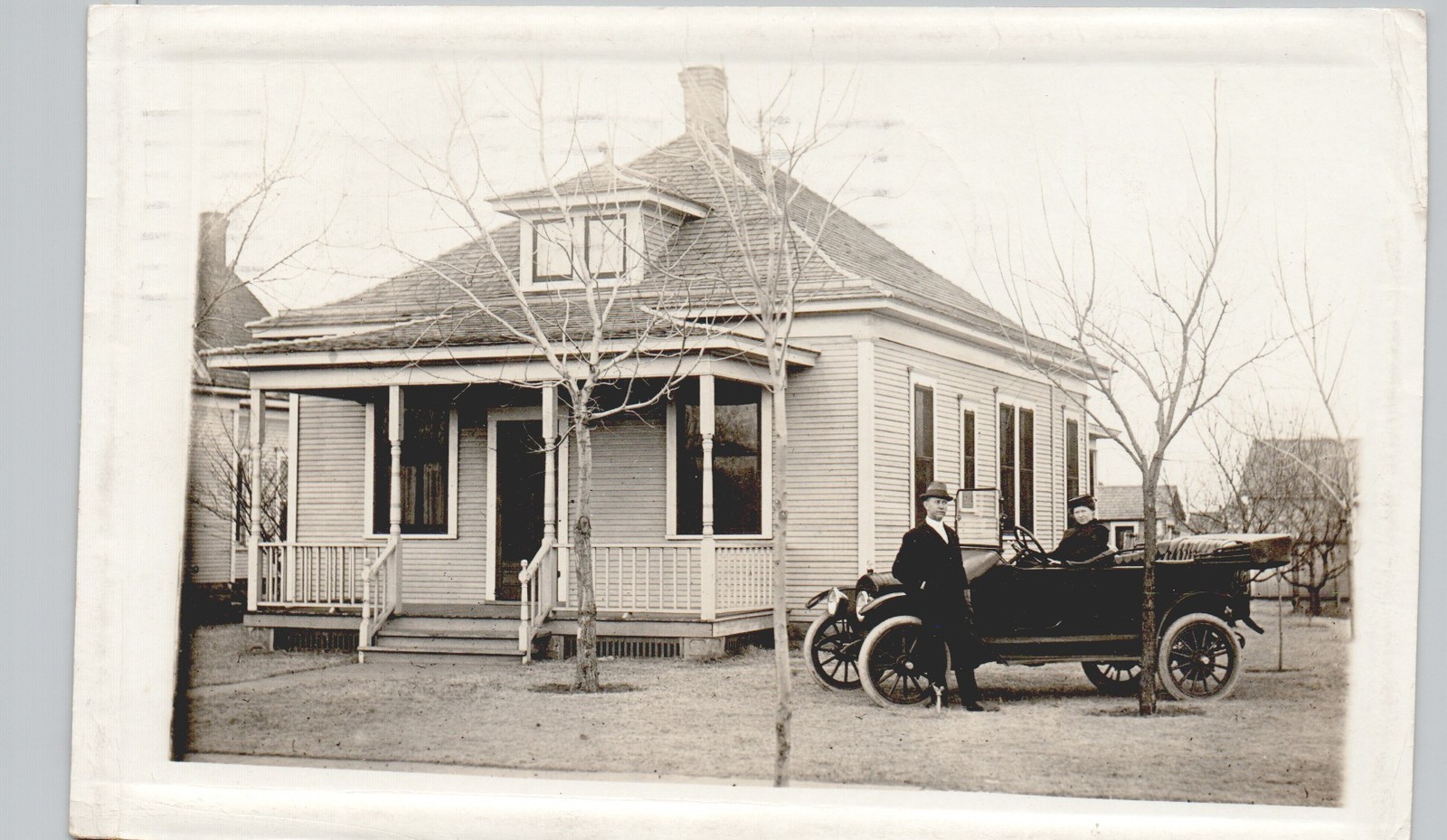 HOUSE & ANTIQUE CAR cherokee ok 1910s postcard oklahoma real photo rppc