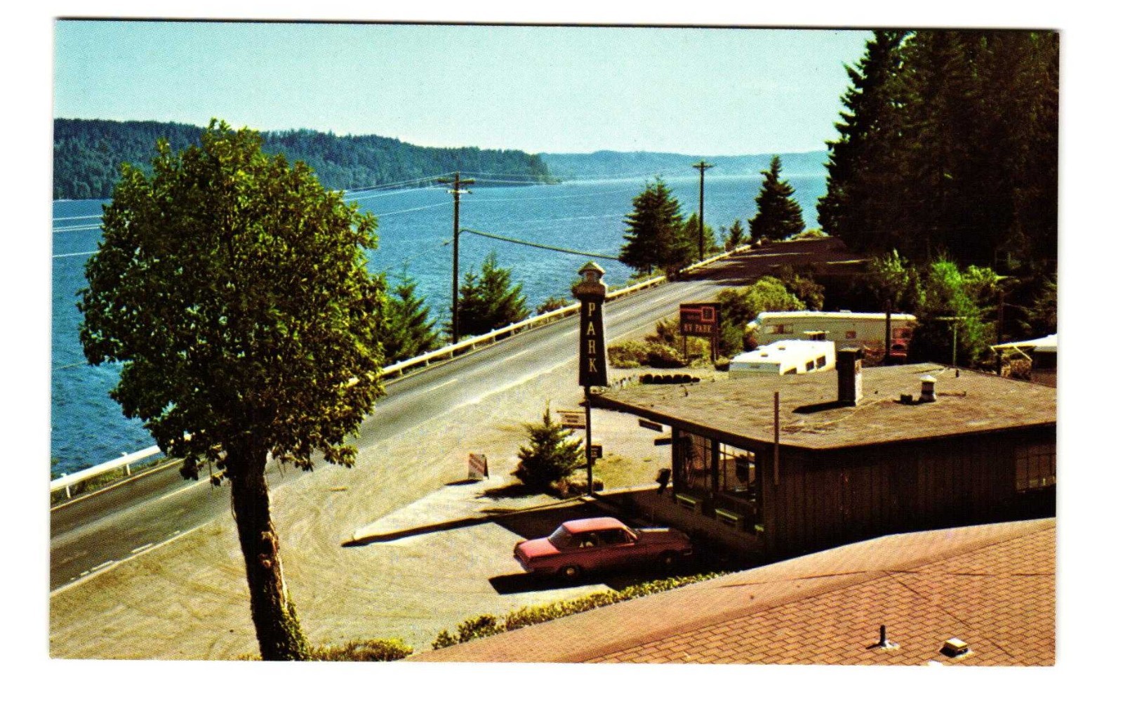 Glen Ayr RV Park one mile north of Hoodsport Vintage postcard unposted