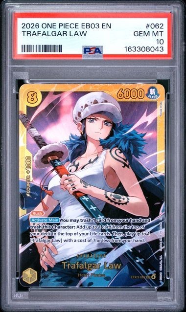 2026 One Piece Eb03 EN Trafalgar Law #062 PSA 10