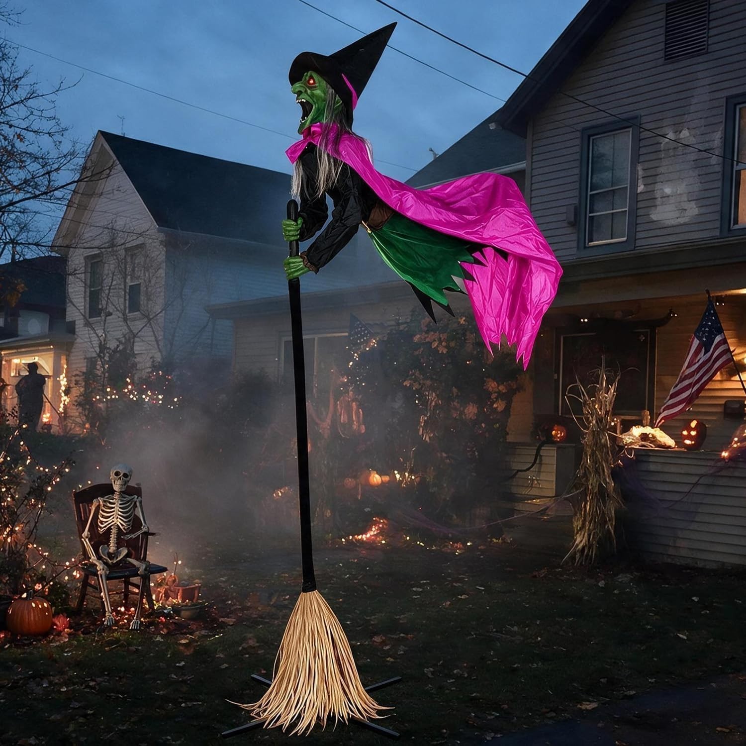 Halloween Decorations Outdoor – 10.5FT Animated Hovering Witch Animatronics 