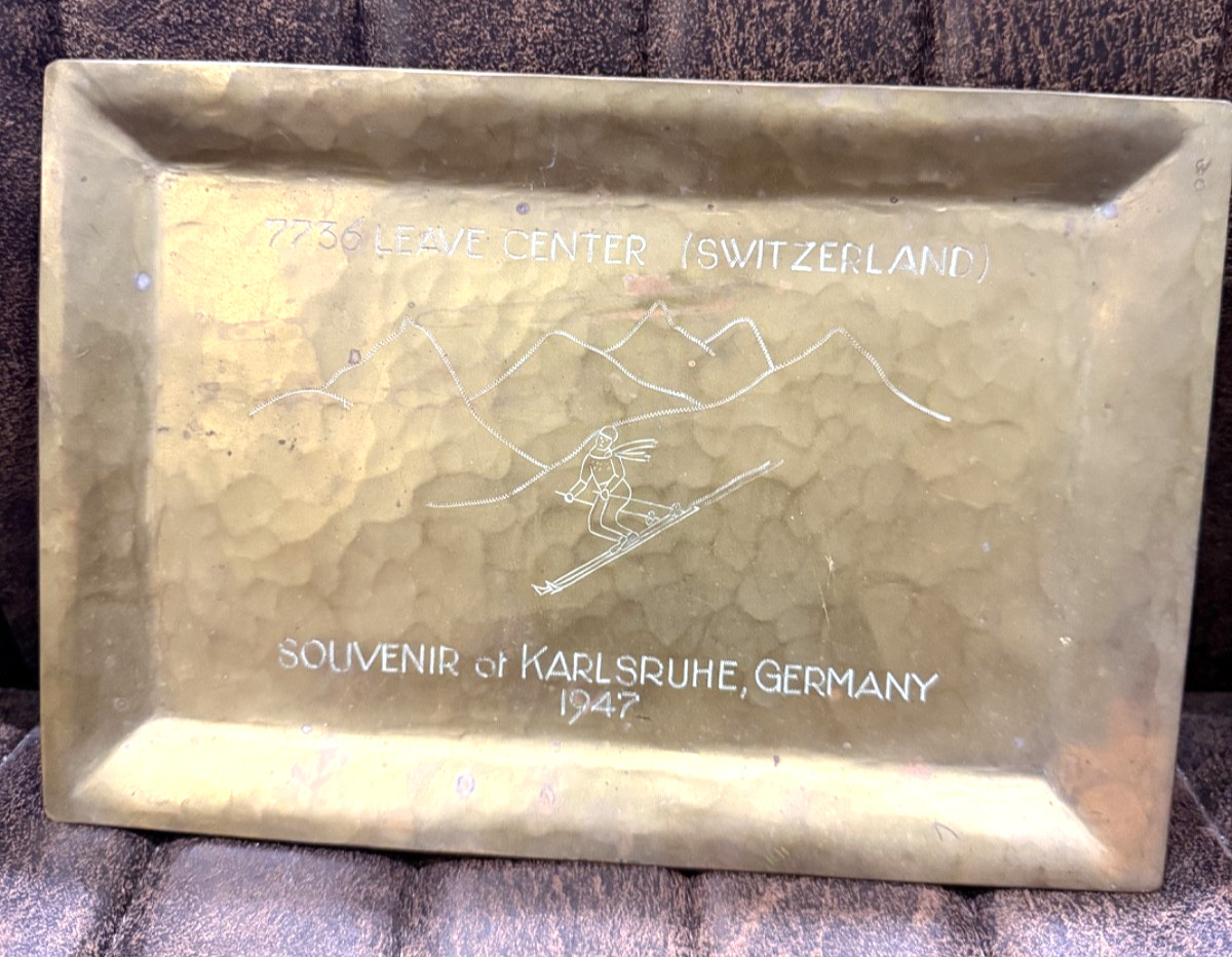 Vintage Brass Tray Trench Art WW2 Germany Switzerland WWII Handmade 