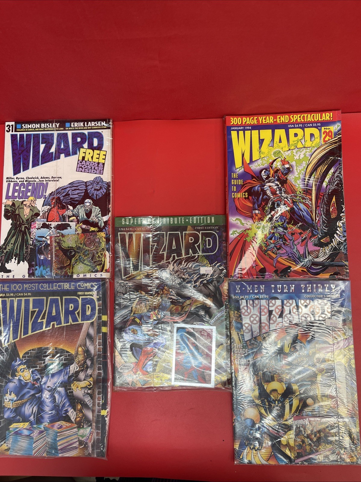 Wizard Magazine Lot of 5 #29 X-Men Turns 30 100 Collectible Comics w/ Cards :13
