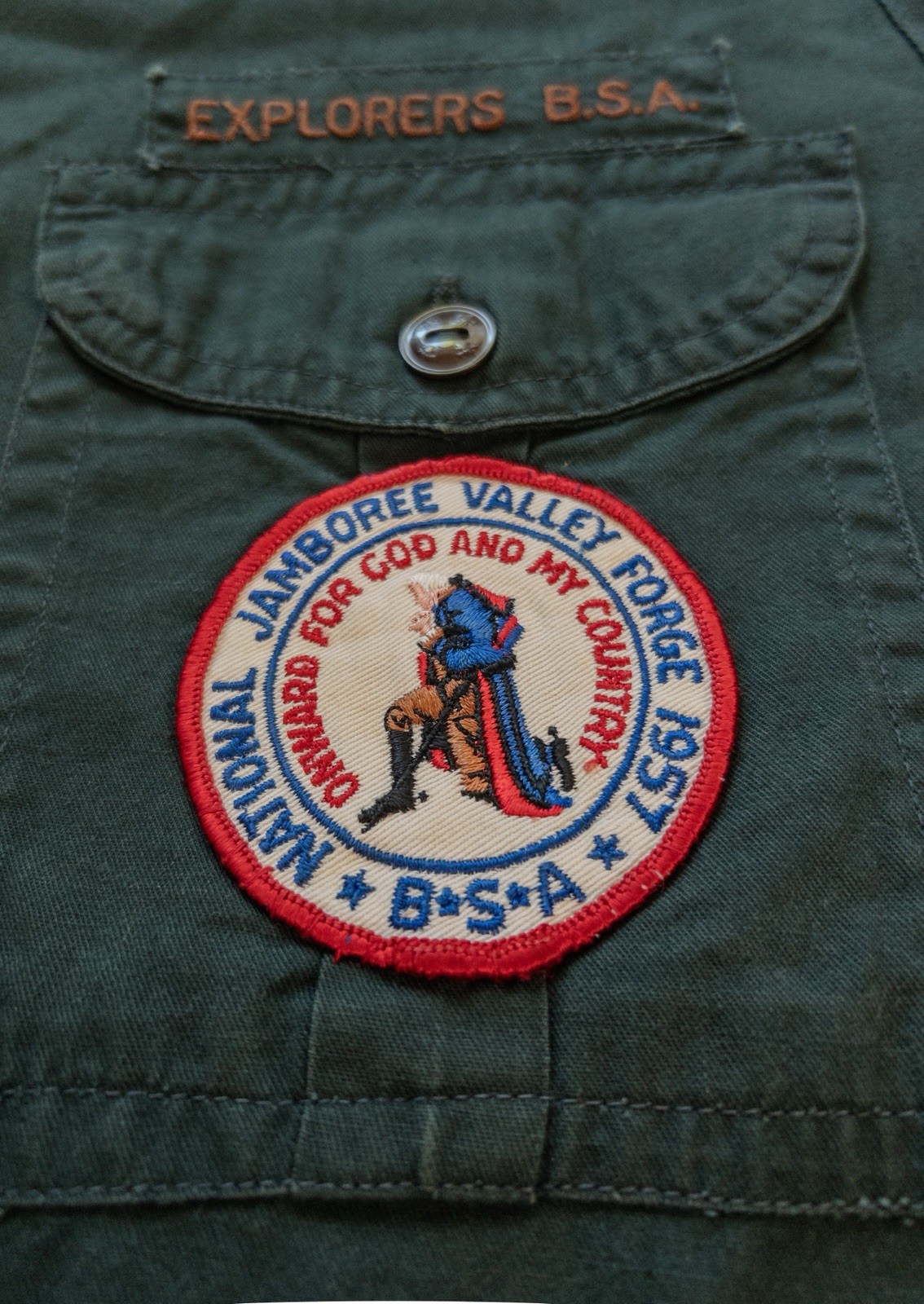 MID CENTURY 1957 Boy Scouts Explorer Green Shirt Eugene OR Valley Forge Pack 22