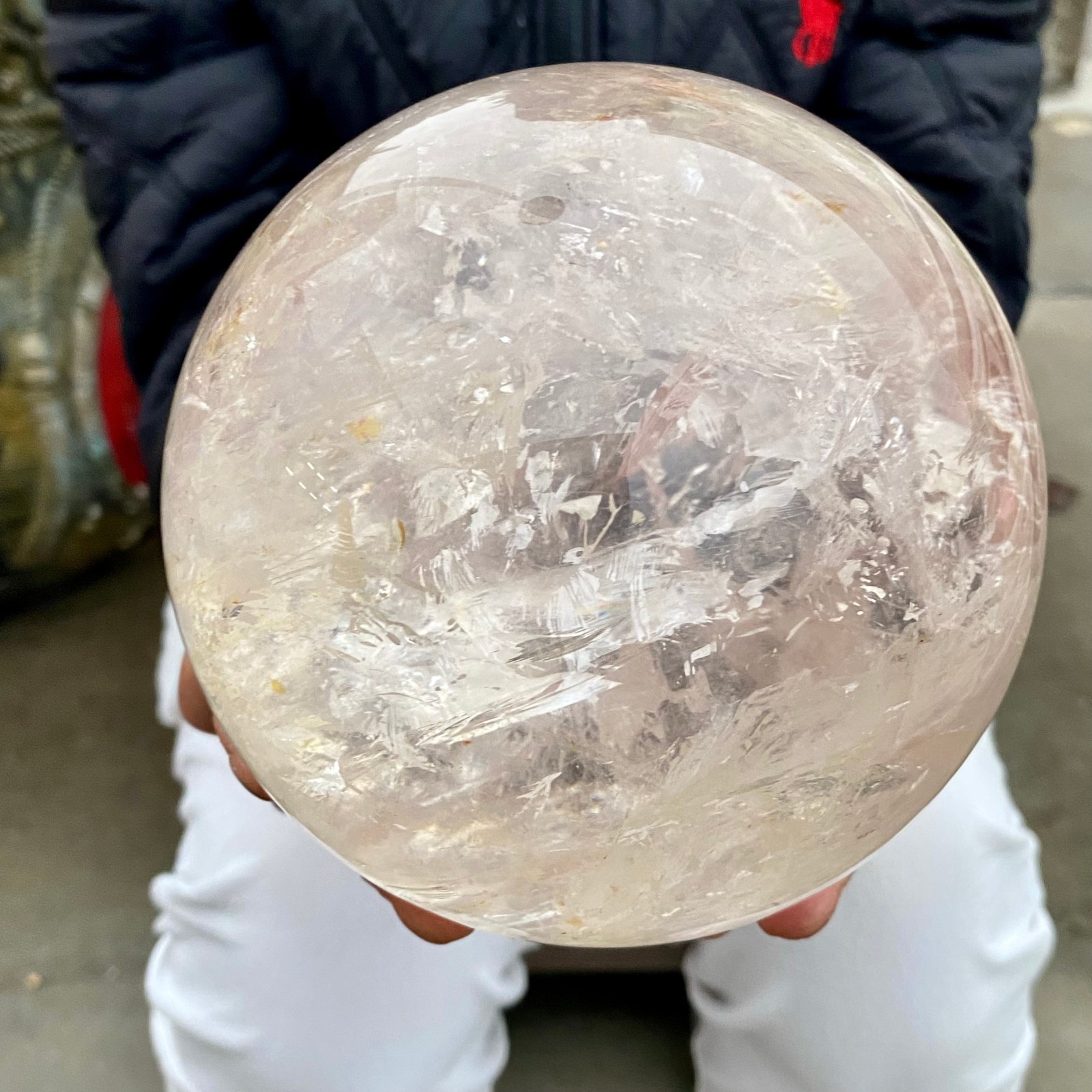 7.27LB Natural White Crystal Clear Quartz Crystal Sphere Ball Healing Meditation