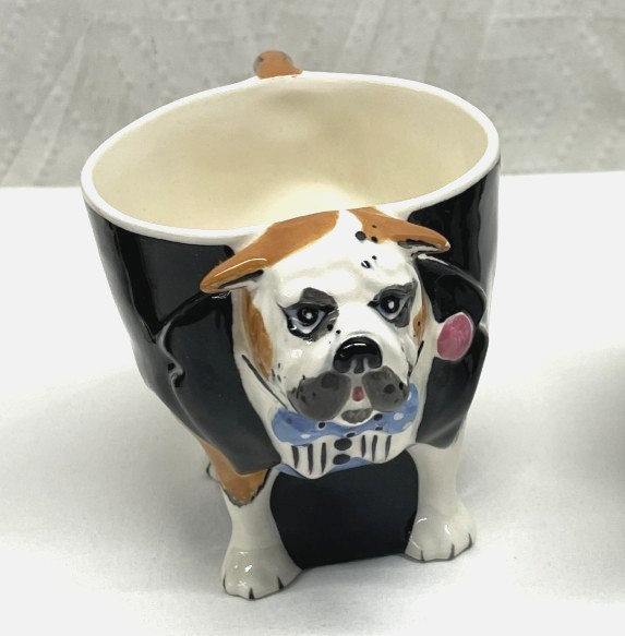 RARE TOM HATTON 3D Hand-Painted BULLDOG Ceramic Animal Mug Signed 4