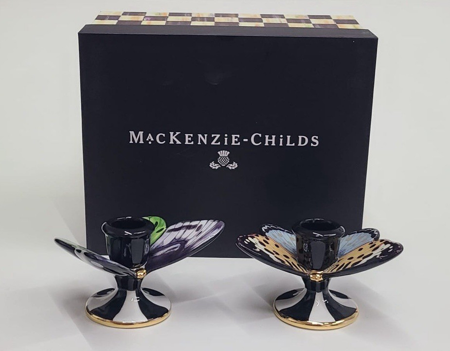 Mackenzie Chields Butterfly Toile Candle Holders Set Of 2
