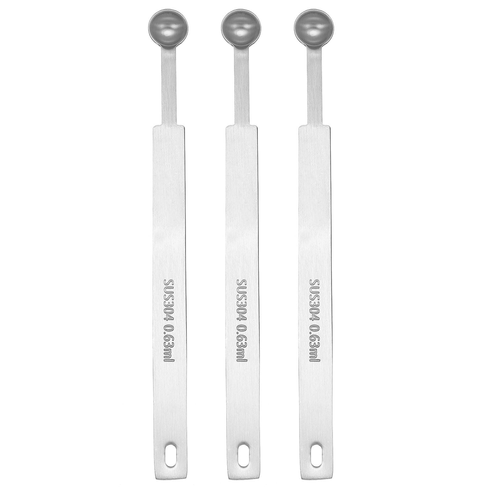 HARFINGTON 3pcs Single Measuring Spoon 1/8tsp | 0.63ml, Silver