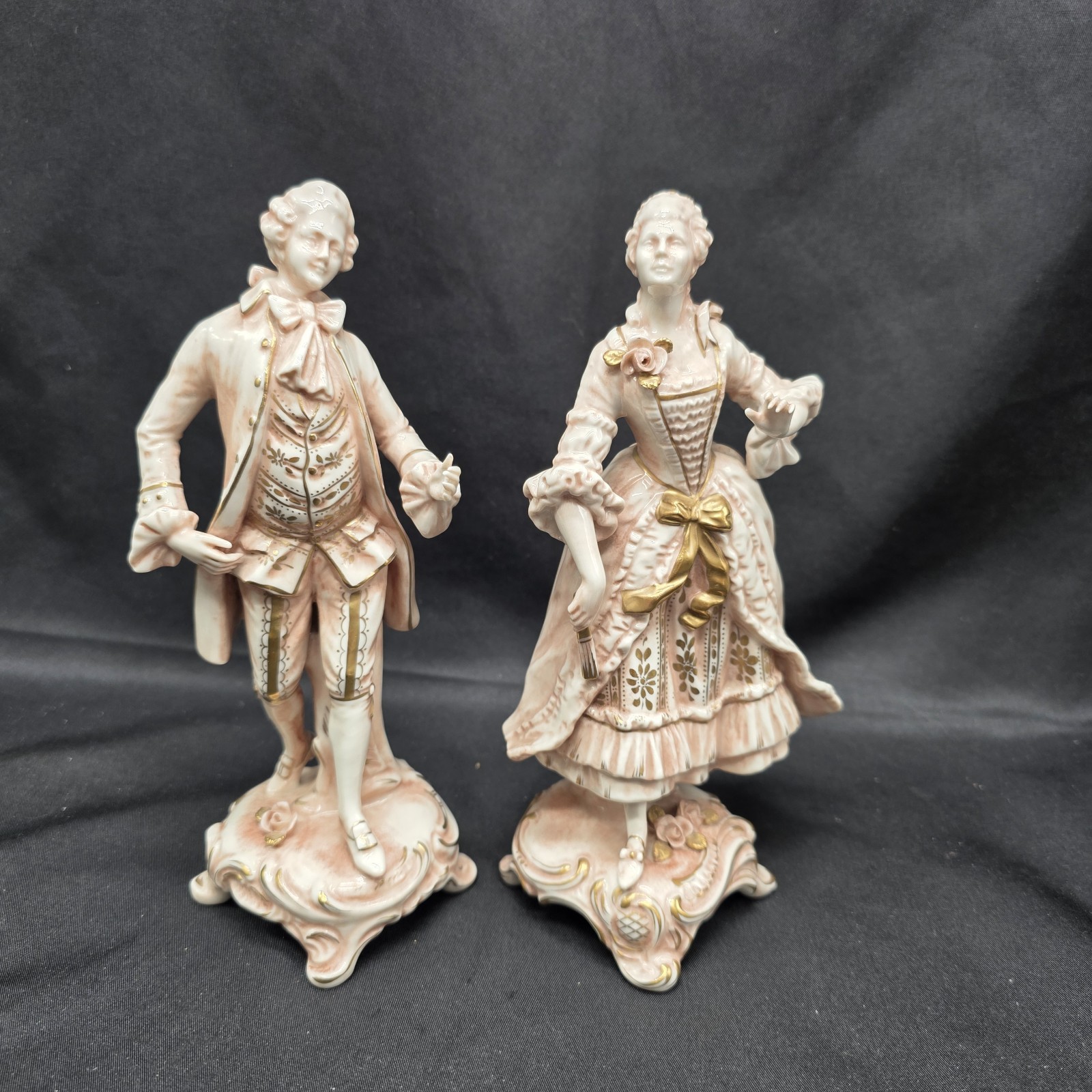 Vintage Rudolf Kammer Saxe Porcelain Lady & Gentleman Pair 740 741 Germany