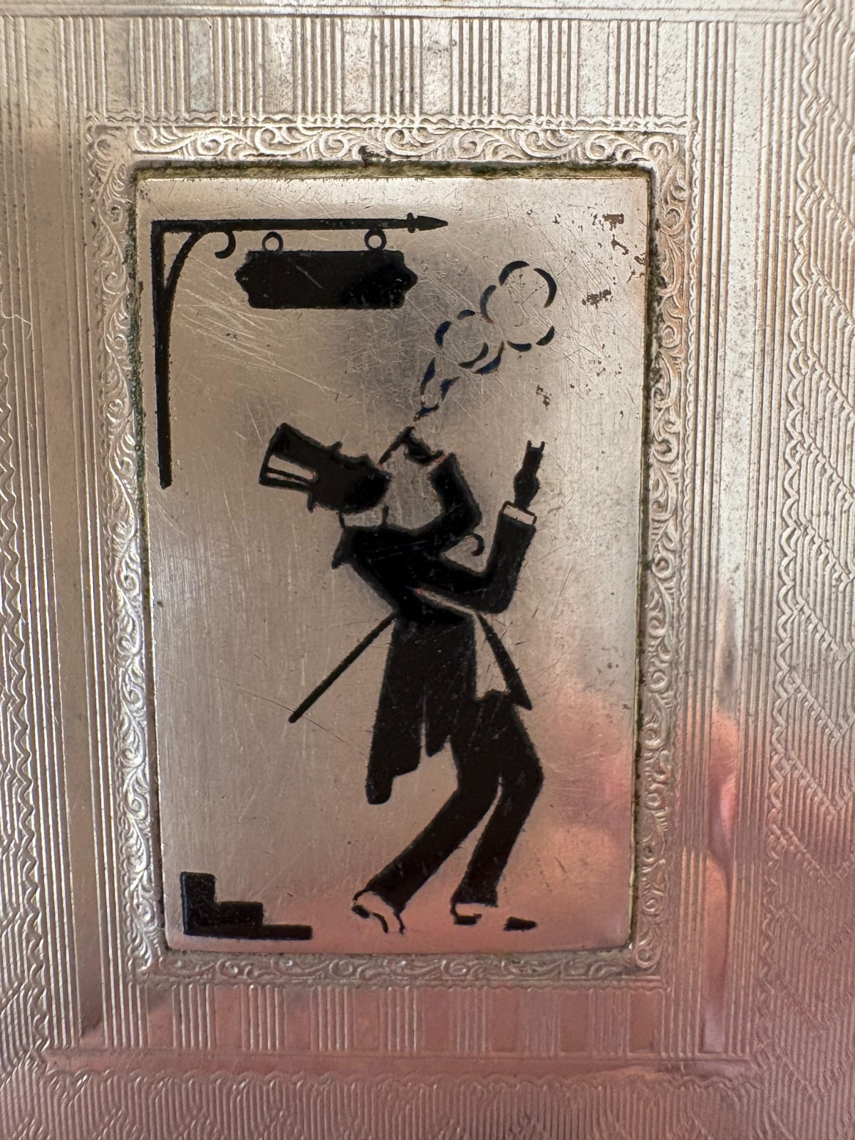 RARE Smoking Man Silver & Nickel Cigarette Case (Evan’s Case Co.)