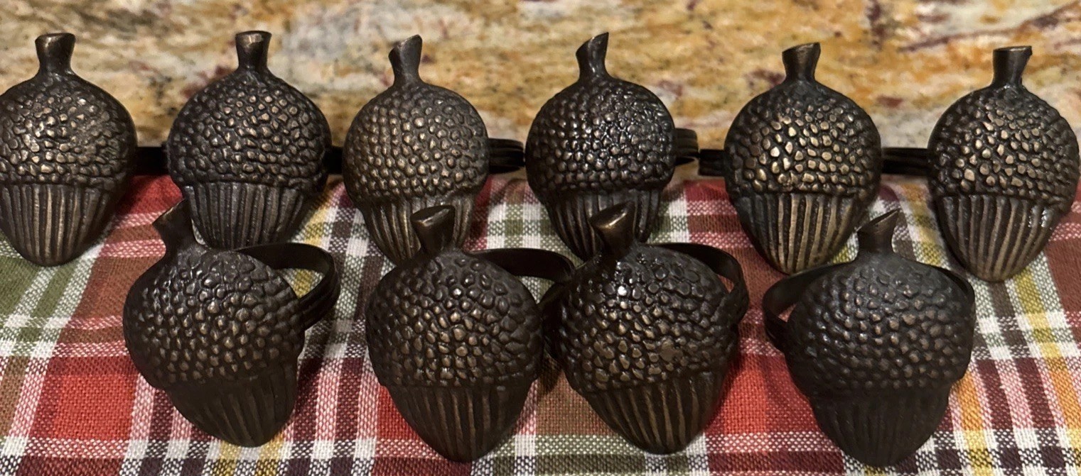 Vintage Set of 10 Solid Metal Flower Napkin Ring Holders