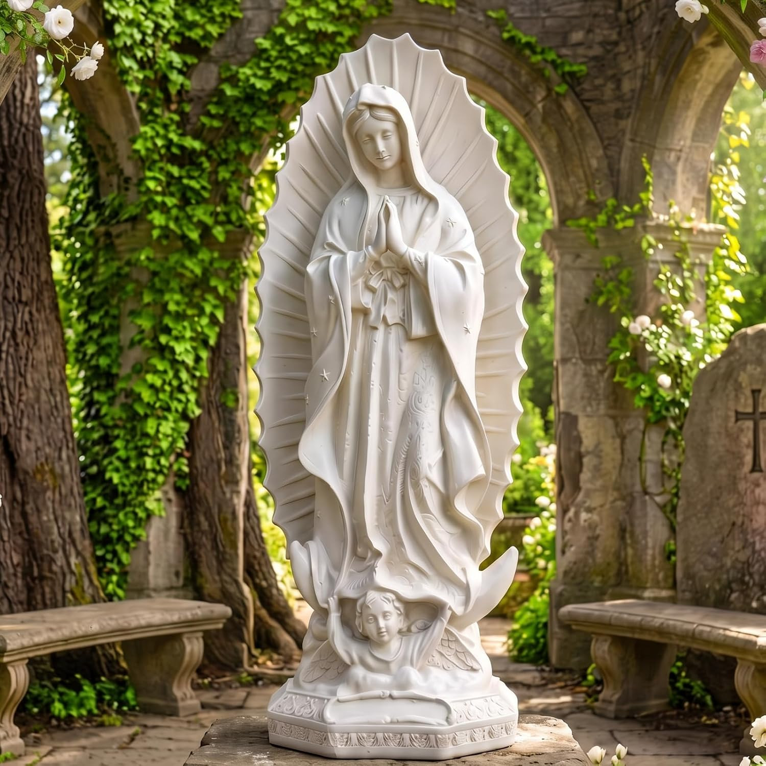 Our Lady of Guadalupe Statue 24 Inch Virgin Mary Resin Decor
