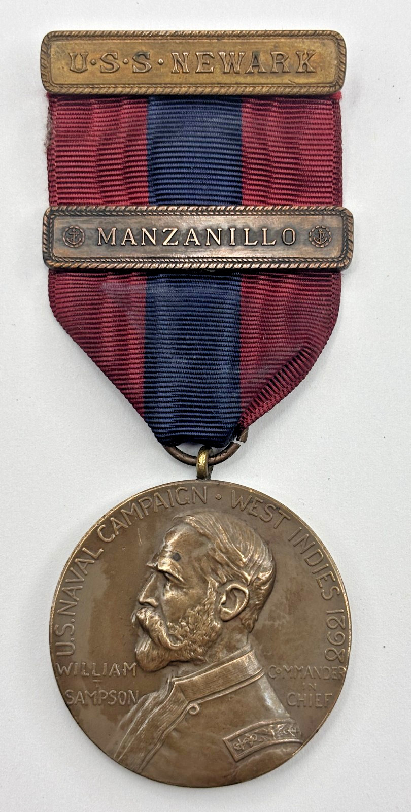 RARE Sampson Medal West Indies U.S.S CASTINE Naval Campaign Mariel Clasp No name