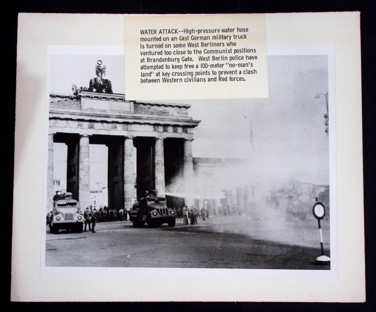 1961 Berlin Wall Photo Water Cannon Clash Brandenburg Gate East German Troops