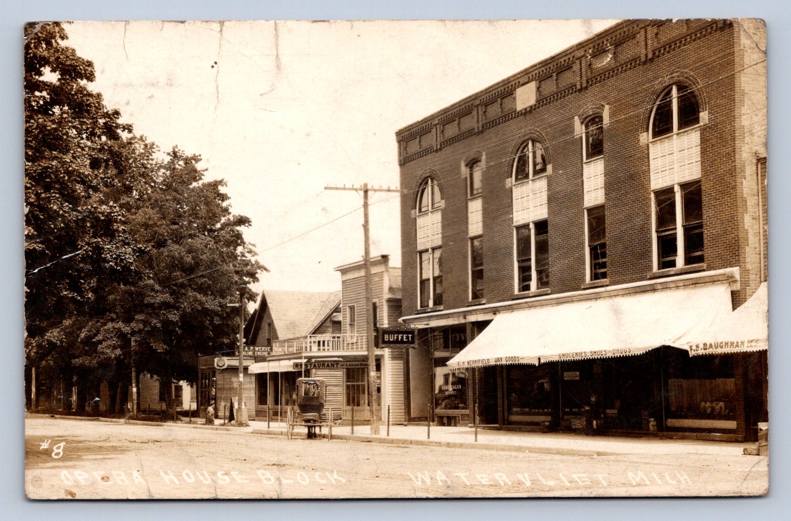 J97/ Watervliet Michigan RPPC Postcard c1910 Opera House Merrifield 170