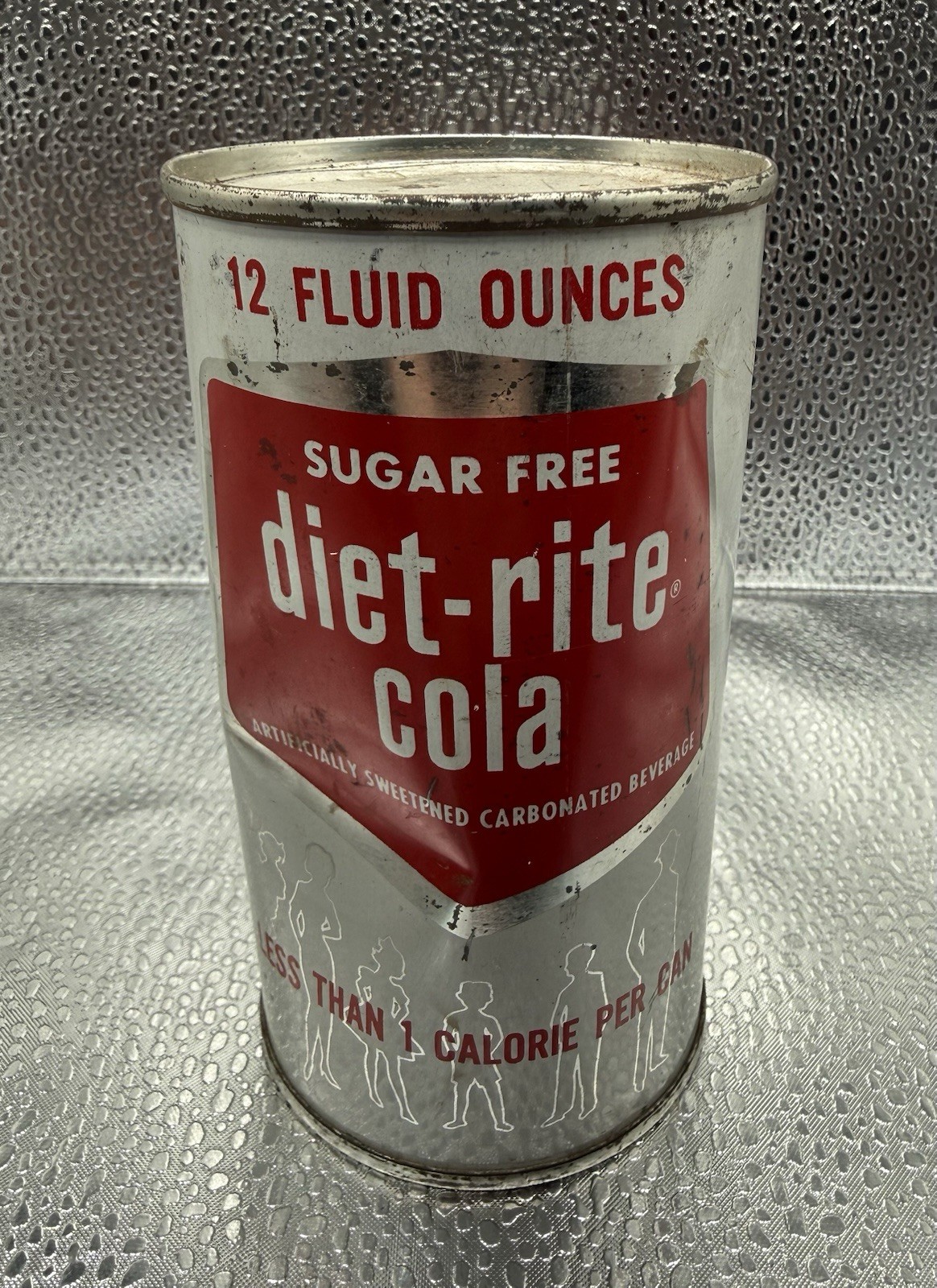 Vintage 1960s Diet-Rite Cola 12 Oz Steel Flat Top Soda Can RC Royal Crown